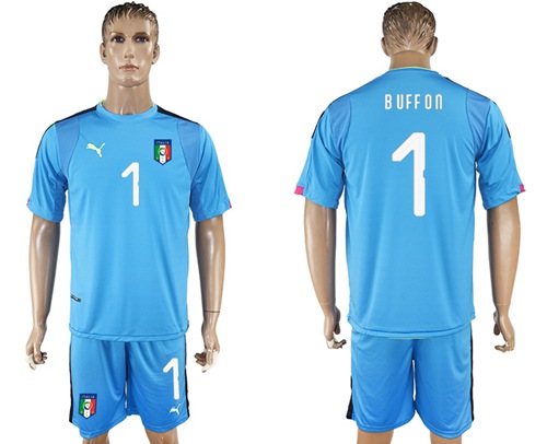 Italy #1 Buffon Blue Goalkeeper Soccer Country Jersey - Click Image to Close